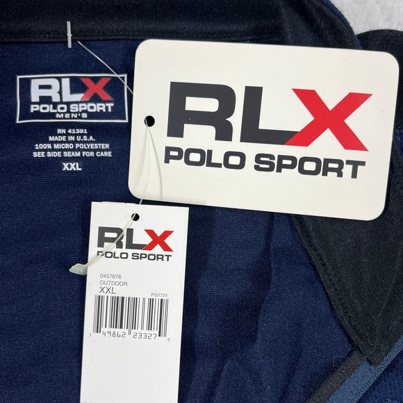 RLX Polo Sport Mens Blue Quarter Zip Pullover Performance Jacket 2XL VTG NWT - Picture 5 of 9